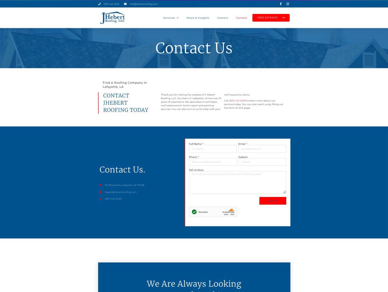 jhebert roofing contact page